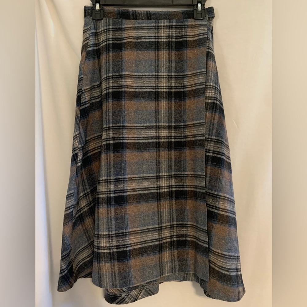 Wool Skirt Gray and Orange A-Line Small